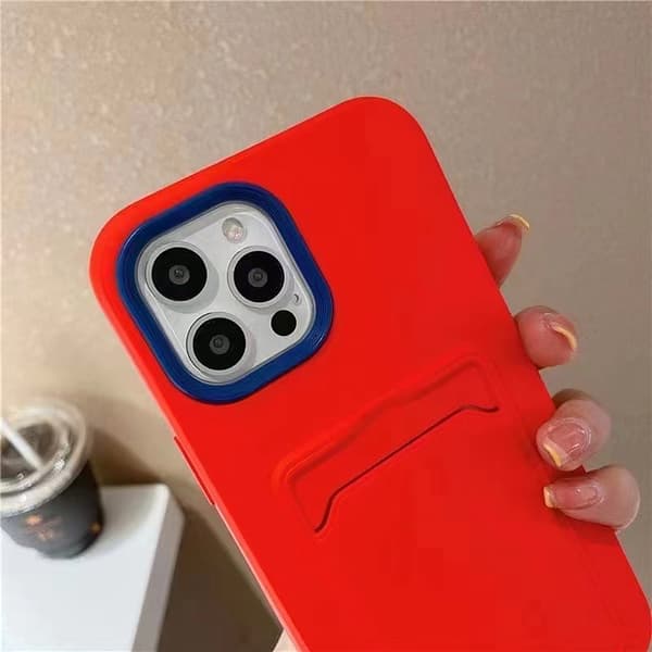 iPhone 13 Pro Max Skal med kortficka – Röd / Blå