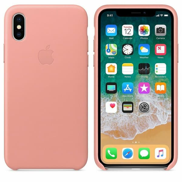 Apple iPhone X Läderskal Original (Soft Rosa)