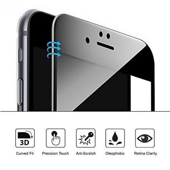 iPhone 7/8 Skärmskydd – 3D Härdat Glas Svart (miljö)