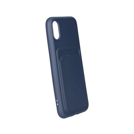 iPhone X/XS Silikonskal med Kortfack – Blå