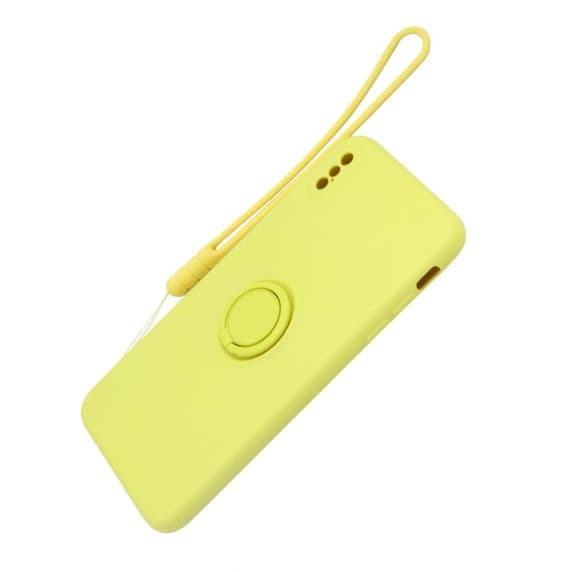 iPhone X/XS Silikonskal med Ringhållare och Handrem – Gul
