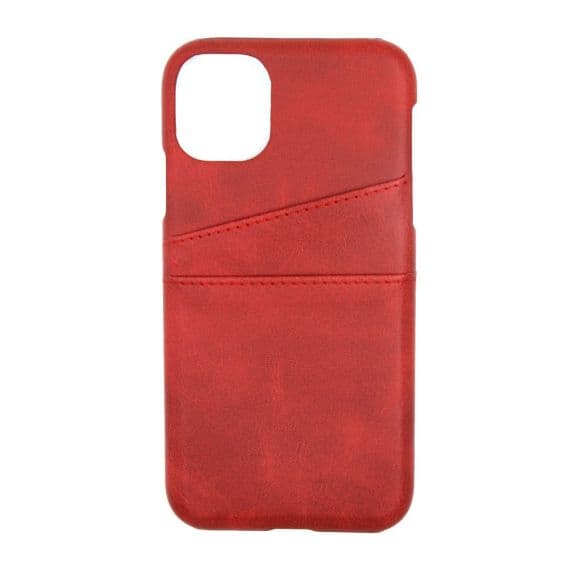 iPhone 11 Pro Max Skal i Läder med Kortfack – Röd