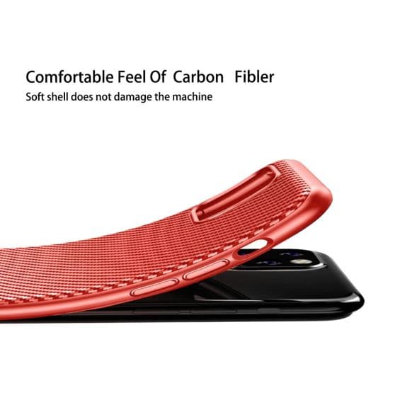 iPhone 11 Pro Max Skal med Kolfiber – Röd