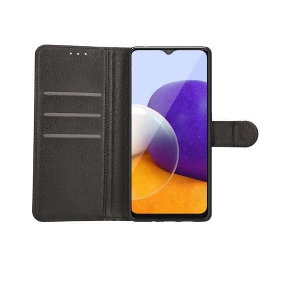 Samsung Galaxy A22 5G Läder Plånboksfodral Flip Stand – Svart