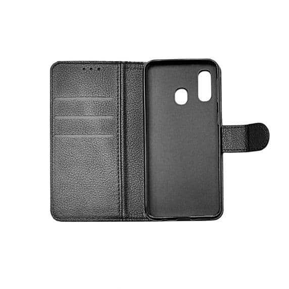 Samsung Galaxy A40 Läder Plånboksfodral Flip Stand – Svart