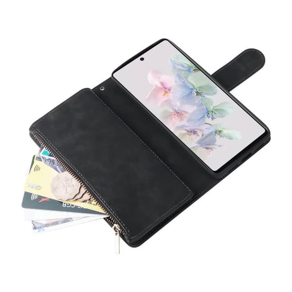 Google Pixel 6A Multifunktionellt Plånboksfodral Zipper 8-Fack
