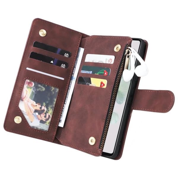 Google Pixel 6A Multifunktionellt Plånboksfodral Zipper 8-Fack
