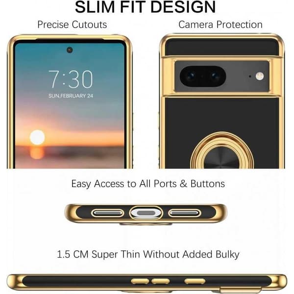 Google Pixel 7 Elegant & Stöttåligt Skal med Ringhållare Flawless