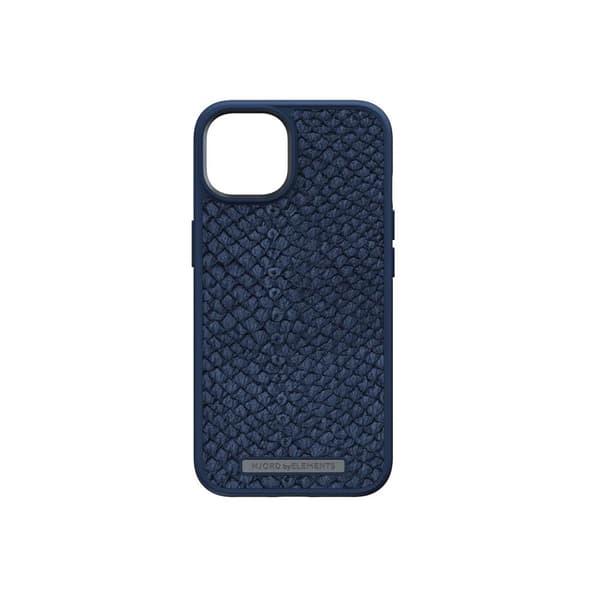 Njord by Elements iPhone 14 Cover Salmon Leather Case MagSafe Blå