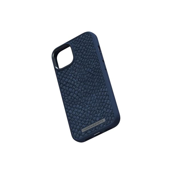 Njord by Elements iPhone 14 Cover Salmon Leather Case MagSafe Blå