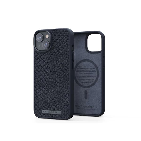 Njord by Elements iPhone 14 Plus Cover Salmon Leather Case MagSafe Grå