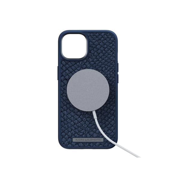 Njord by Elements iPhone 14 Plus Skal Salmon Leather Case MagSafe Blå