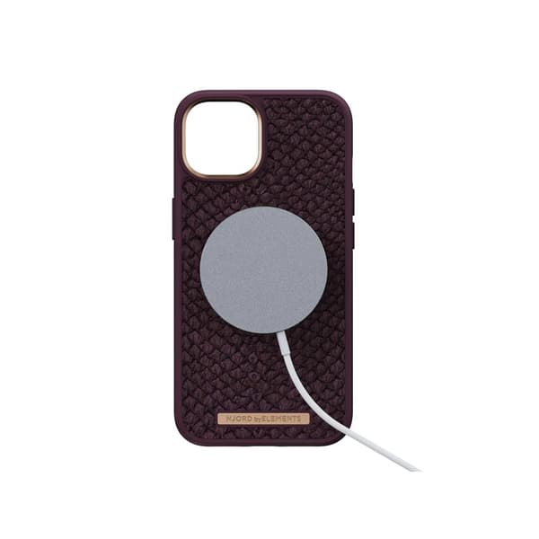 Njord by Elements iPhone 14 Pro Kuori Salmon Leather Case MagSafe Violetti
