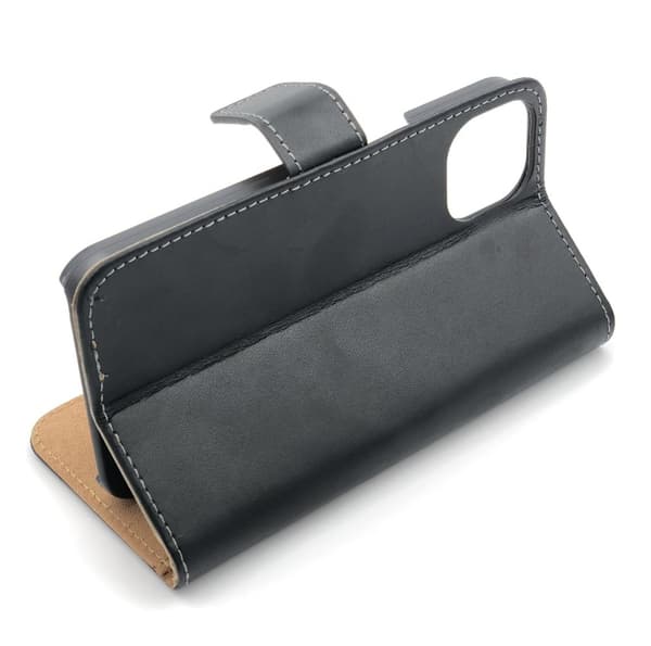 SKALO iPhone 14 Plus Flip Cover m. Pung i Ægte Læder