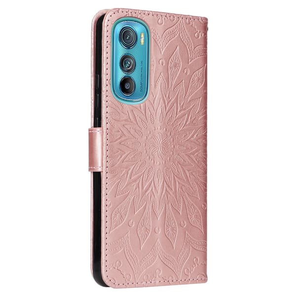 SKALO Motorola Edge 30 5G Mandala lompakkokotelo - Ruusukulta