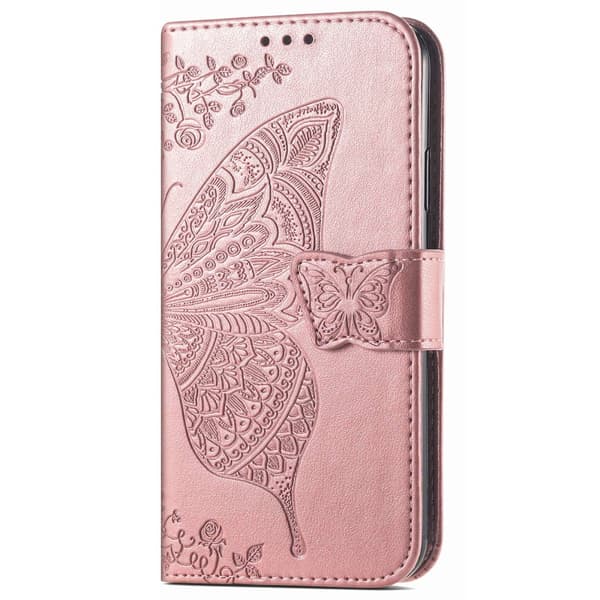 SKALO Motorola Moto G62 5G Mandala Butterfly Flip Cover - Rosa guld