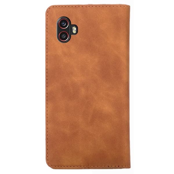 SKALO Samsung Xcover6 Pro 5G Slim Premium Lompakkokotelo - Vaaleanruskea