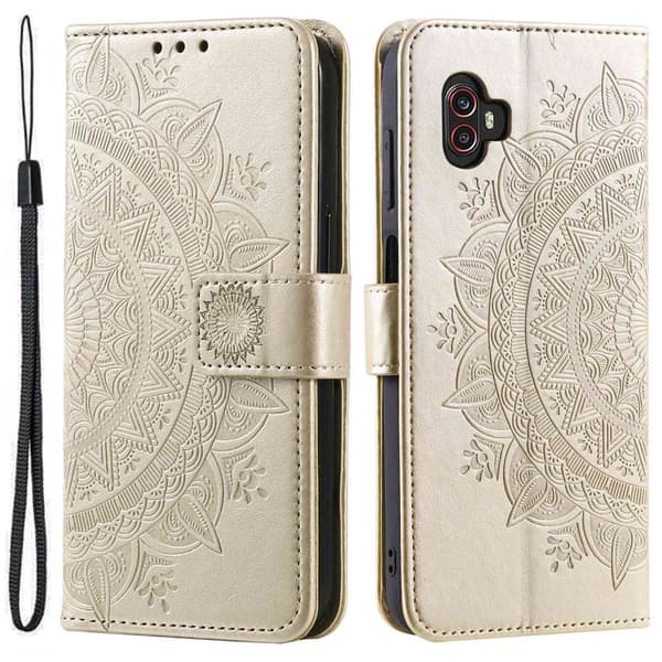 SKALO Samsung Xcover6 Pro 5G Mandala Plånboksfodral - Guld