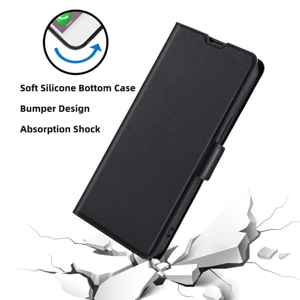 SKALO Asus Zenfone 9 5G Ultrathin Premium Wallet Case - Musta