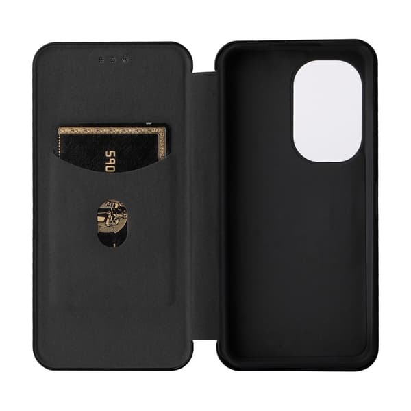 SKALO Asus Zenfone 9 5G Carbon Fiber Lompakkokotelo - Musta