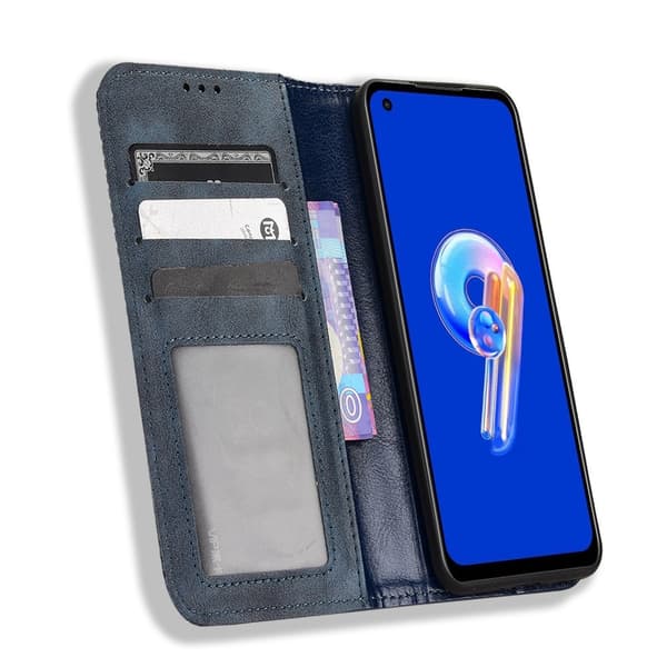 SKALO Asus Zenfone 9 5G Premium Pungetui med prægning - Blå