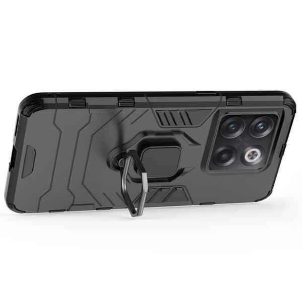SKALO OnePlus 10T 5G Armor Hybridi metallirengas kuori - Musta