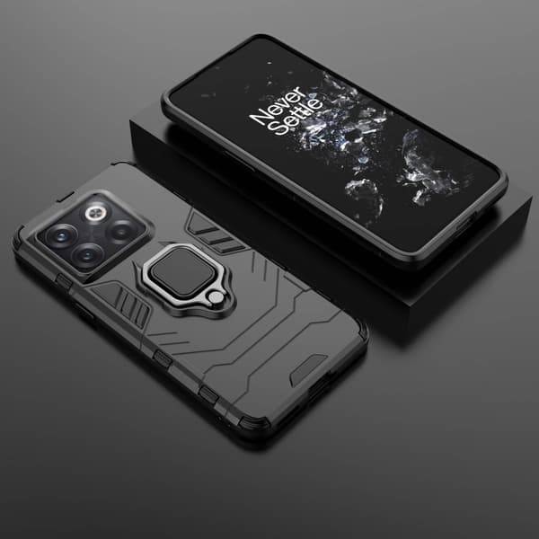 SKALO OnePlus 10T 5G Armor Hybridi metallirengas kuori - Musta