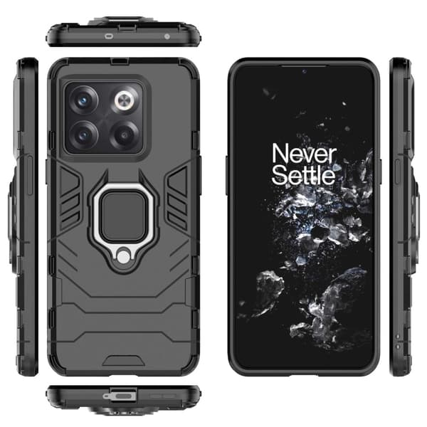 SKALO OnePlus 10T 5G Armor Hybridi metallirengas kuori - Musta