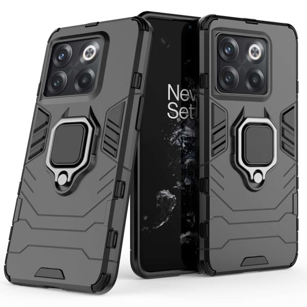 SKALO OnePlus 10T 5G Armor Hybridi metallirengas kuori - Musta