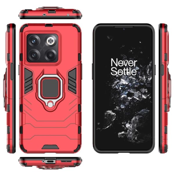 SKALO OnePlus 10T 5G Armor Hybrid metal ring cover - Rød