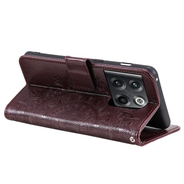 SKALO OnePlus 10T 5G Mandala Flip Cover - Brun