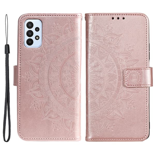 SKALO Samsung A23 5G Mandala Flip Cover - Rosa guld
