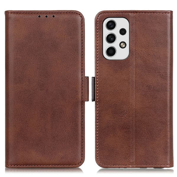 SKALO Samsung A23 5G Flip Cover m. pung i PU-læder - Brun