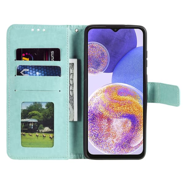 SKALO Samsung A23 5G Mandala Flip Cover - Turkis