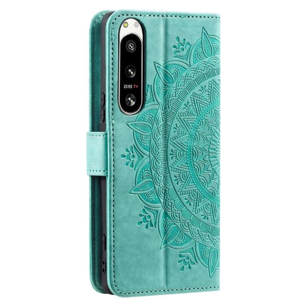 SKALO Sony Xperia 5 IV 5G Mandala lompakkokotelo - Turkoosi