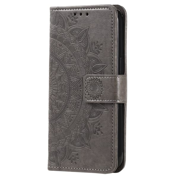 SKALO Sony Xperia 5 IV 5G Mandala lompakkokotelo - Harmaa