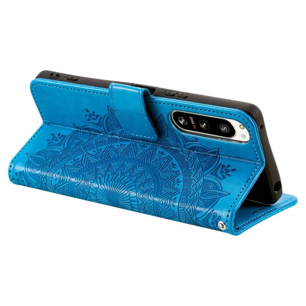 SKALO Sony Xperia 5 IV 5G Mandala Plånboksfodral - Blå