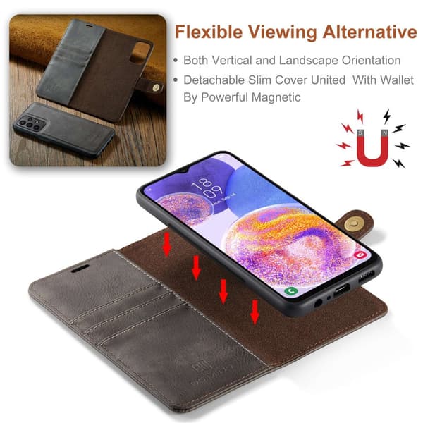 DG MING Samsung A23 5G 2-in-1 magneetti lompakkokotelo - Harmaa