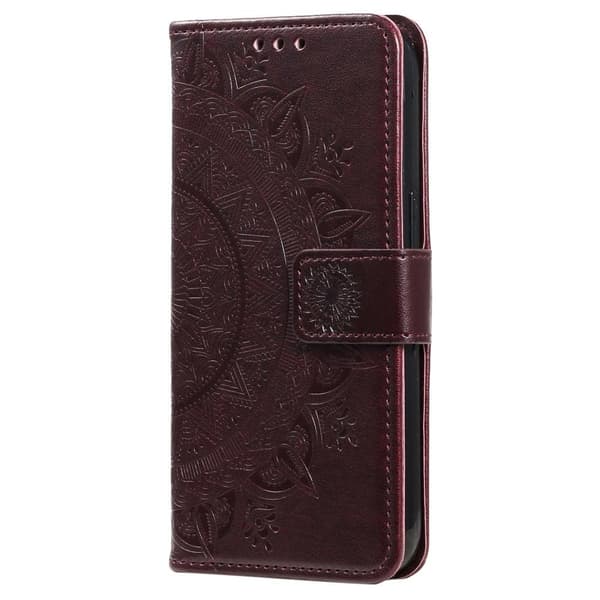 SKALO Sony Xperia 5 IV 5G Mandala lompakkokotelo - Ruskea