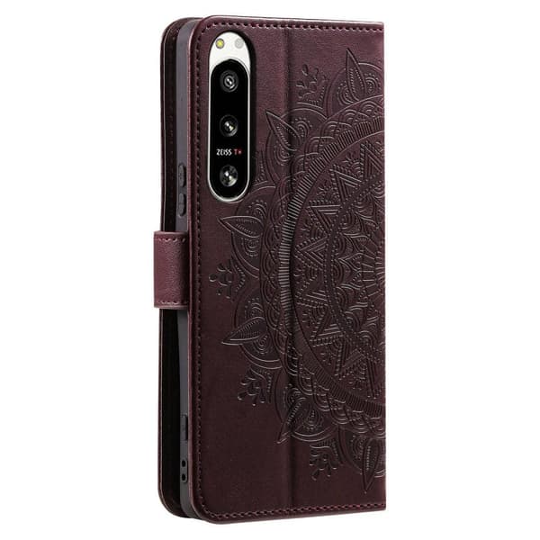 SKALO Sony Xperia 5 IV 5G Mandala lompakkokotelo - Ruskea