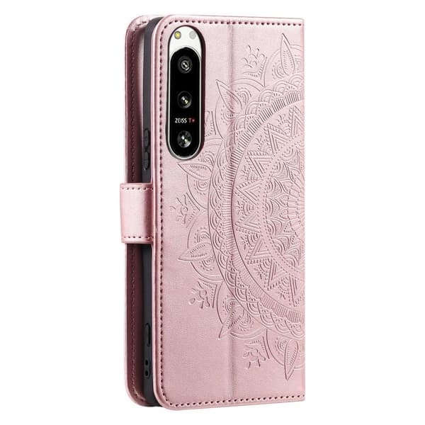 SKALO Sony Xperia 5 IV 5G Mandala lompakkokotelo - Ruusukulta