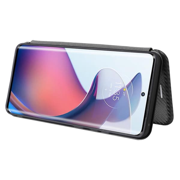 SKALO Motorola Edge 30 Fusion 5G Carbon Fiber Pungetui - Sort