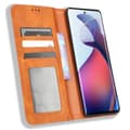 Pikkukuva 2 / 8: SKALO Motorola Edge 30 Fusion 5G Kohokuvioitu Premium lompakkokotelo - Ruskea