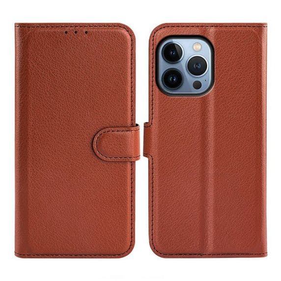 iPhone 14 Pro Max Plånboksfodral med Stativ – Brun