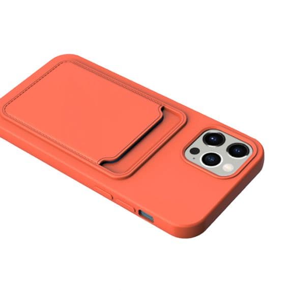 iPhone 14 Pro Max Silikonskal med Korthållare – Orange