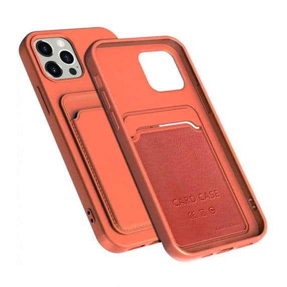 iPhone 14 Pro Max Silikonskal med Korthållare – Orange
