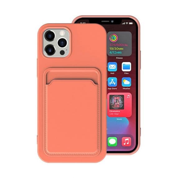 iPhone 14 Pro Max Silikonskal med Korthållare – Orange