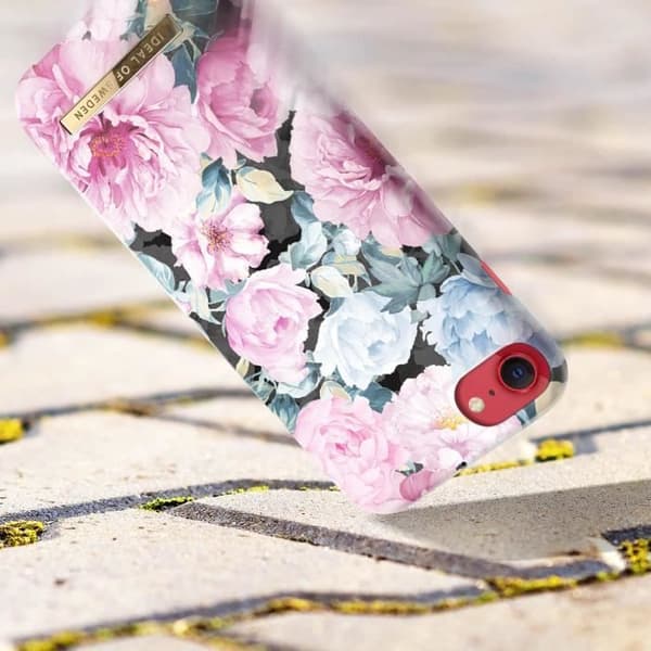 Coque iPhone SE 2022, 2020, 8, 7, 6S, 6 - Ideal of Sweden - Pionträdgård - Rigid - Rosa - Trådlös laddning QI