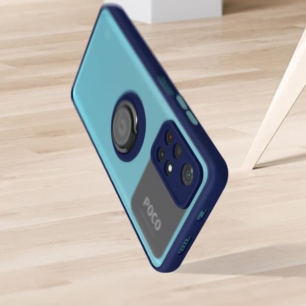 Skydds skal - Xiaomi - Poco M4 Pro 5G / Redmi Note 11S 5G - Blå - Stödring - Hård