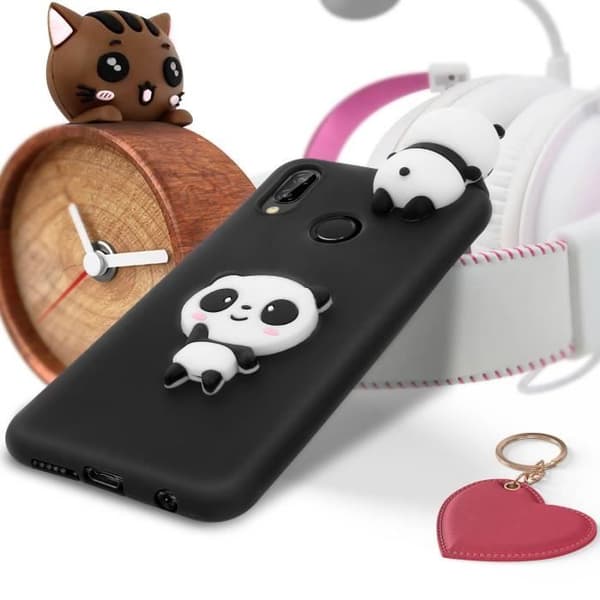Coque - Huawei - P20 Lite - Design Panda 3D - Mjuk - Silikon Gel - Svart